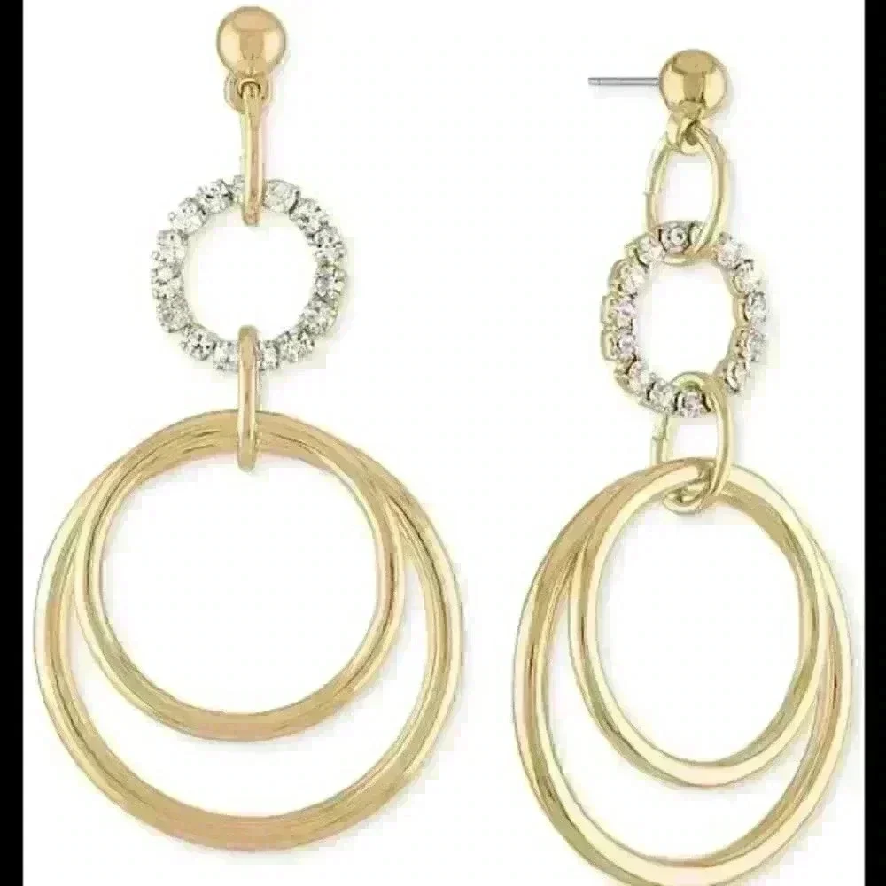 Rachel Roy new Gold tone multi circle drop earring - Picture 1 of 3